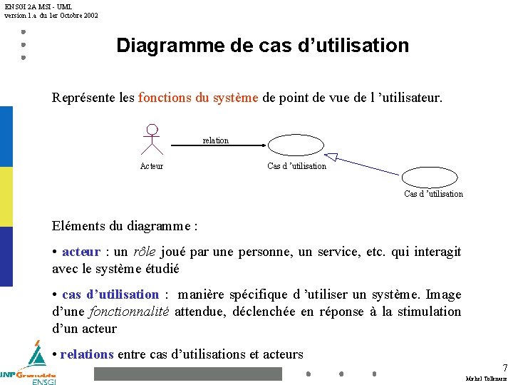 ENSGI 2 A MSI - UML version 1. a du 1 er Octobre 2002
