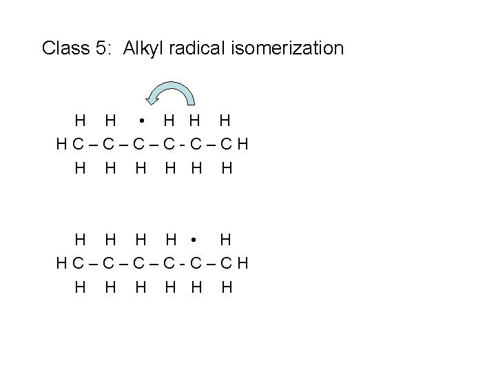 Class 5: Alkyl radical isomerization H H • H HC–C–C–C-C–CH H H H 