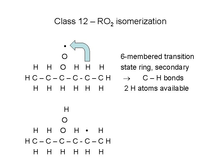 Class 12 – RO 2 isomerization • O H H H HC–C–C–C-C–CH H H