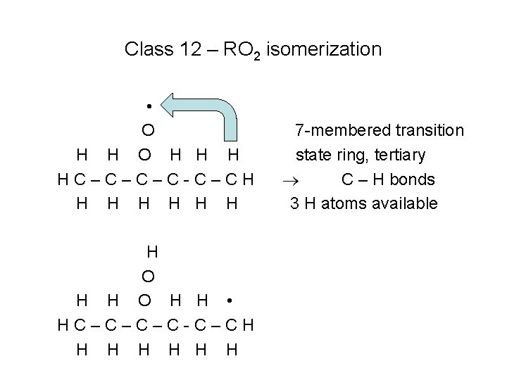 Class 12 – RO 2 isomerization • O H H H HC–C–C–C-C–CH H H