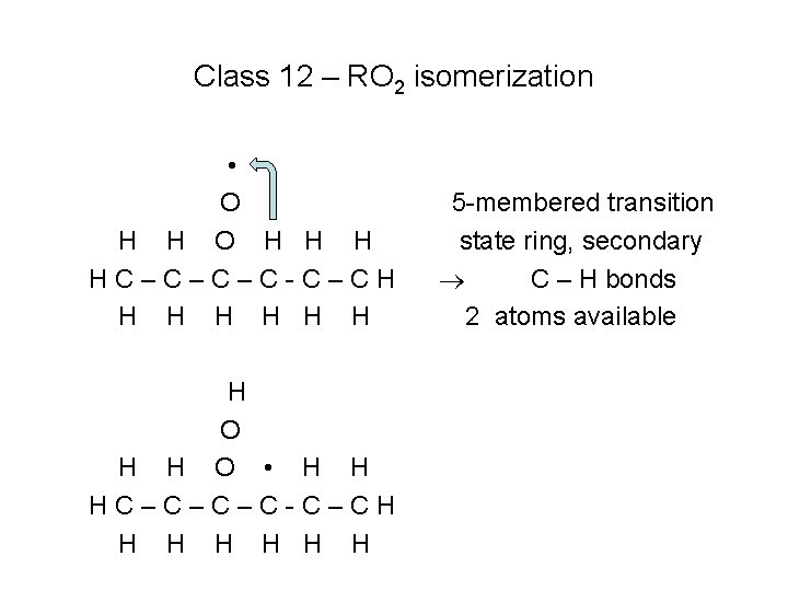 Class 12 – RO 2 isomerization • O H H H HC–C–C–C-C–CH H H