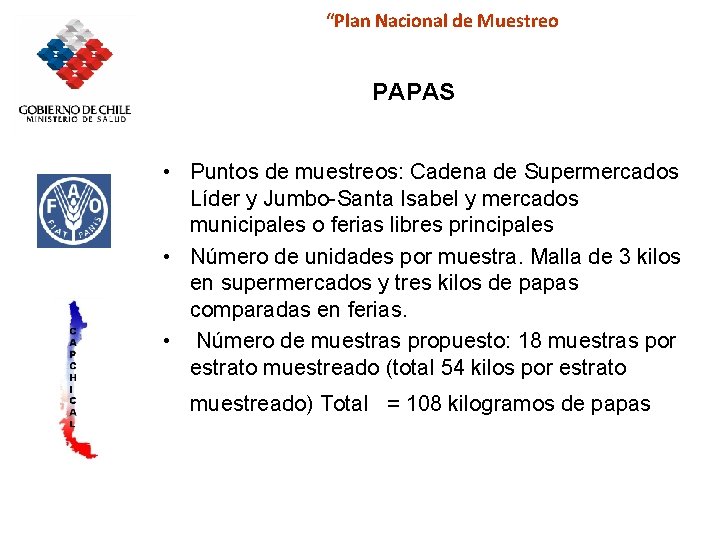 “Plan Nacional de Muestreo PAPAS • Puntos de muestreos: Cadena de Supermercados Líder y