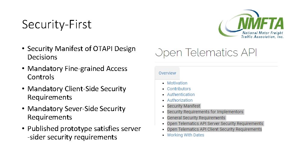Security-First • Security Manifest of OTAPI Design Decisions • Mandatory Fine-grained Access Controls • Security-First • Security Manifest of OTAPI Design Decisions • Mandatory Fine-grained Access Controls •