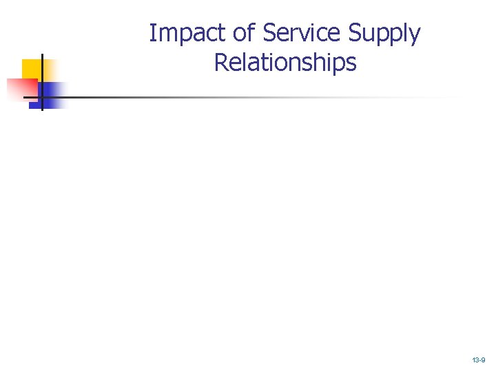 Impact of Service Supply Relationships 13 -9 