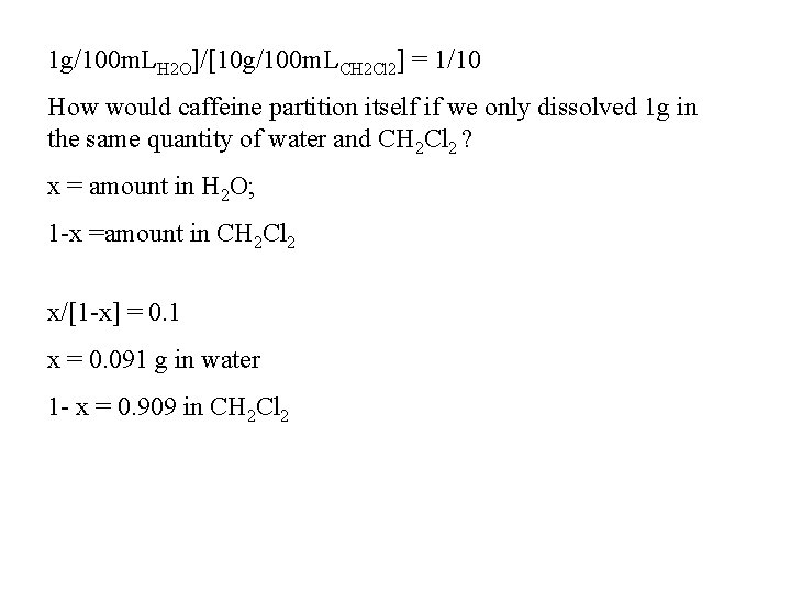 1 g/100 m. LH 2 O]/[10 g/100 m. LCH 2 Cl 2] = 1/10