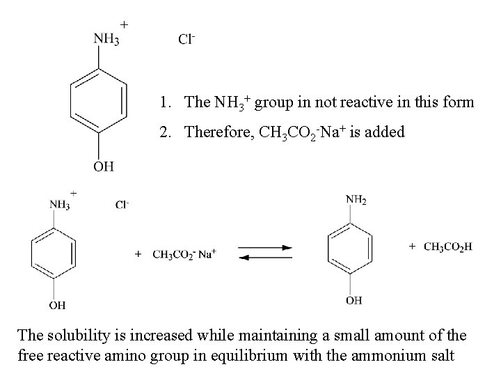 1. The NH 3+ group in not reactive in this form 2. Therefore, CH