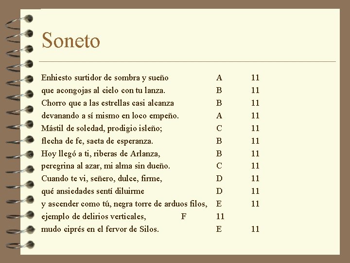 Soneto Enhiesto surtidor de sombra y sueño que acongojas al cielo con tu lanza.