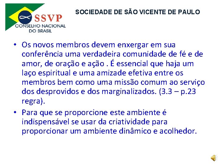 SOCIEDADE DE SÃO VICENTE DE PAULO • Os novos membros devem enxergar em sua