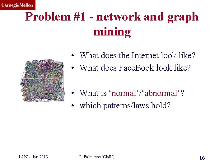 CMU SCS Problem #1 - network and graph mining • What does the Internet