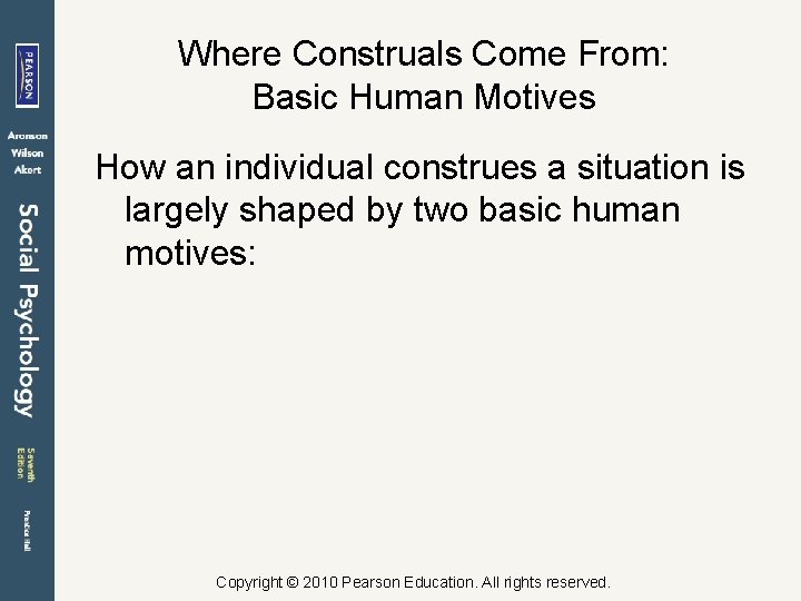 Where Construals Come From: Basic Human Motives How an individual construes a situation is