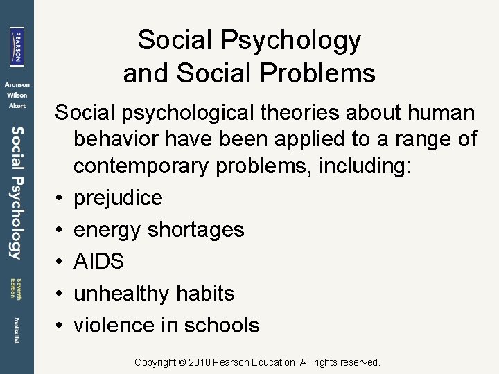 Social Psychology and Social Problems Social psychological theories about human behavior have been applied