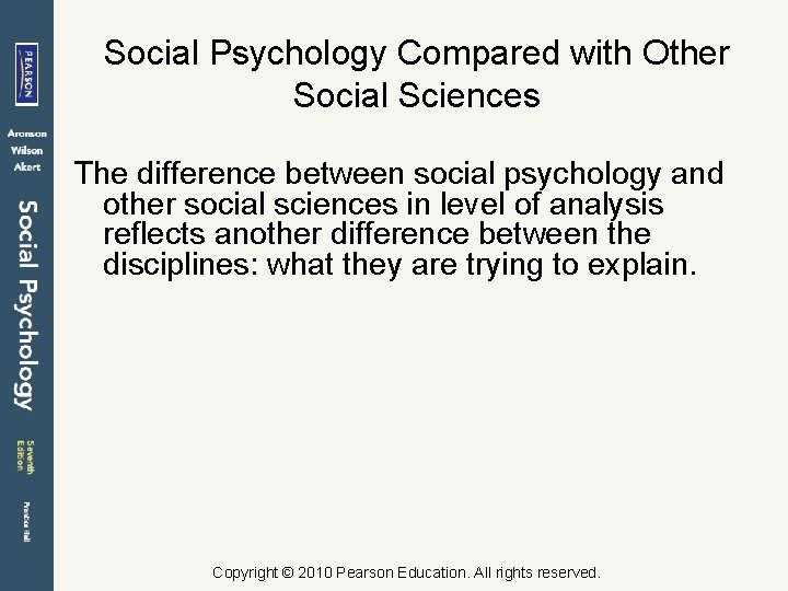 Social Psychology Compared with Other Social Sciences The difference between social psychology and other