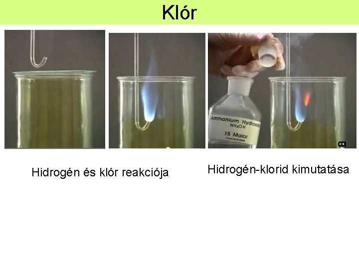 Klór Hidrogén és klór reakciója Hidrogén-klorid kimutatása 