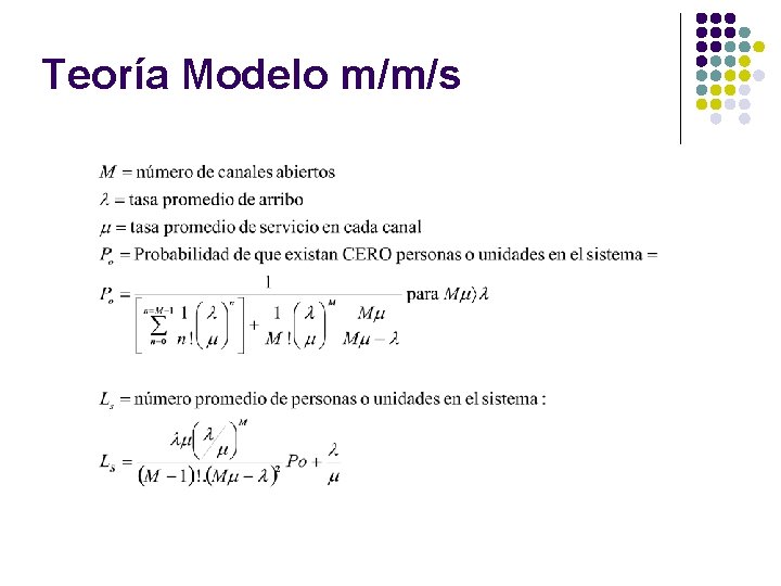 Teoría Modelo m/m/s 