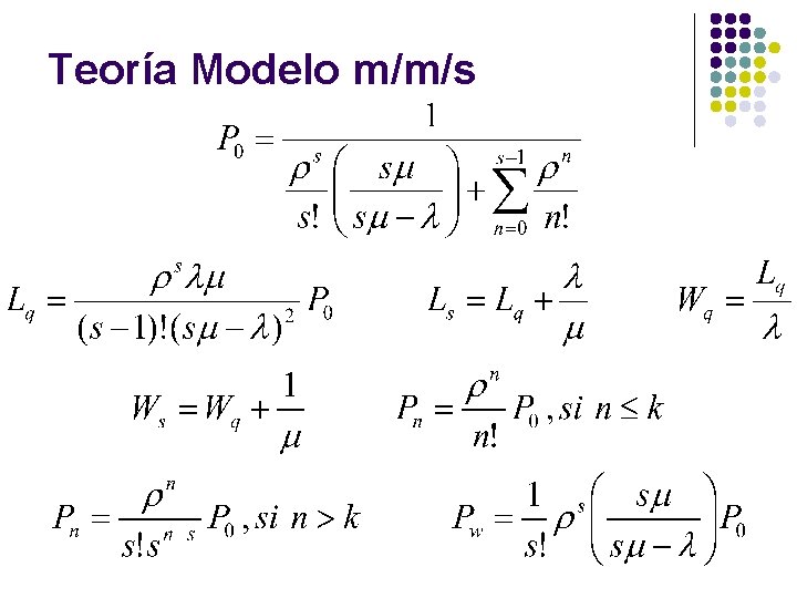 Teoría Modelo m/m/s 