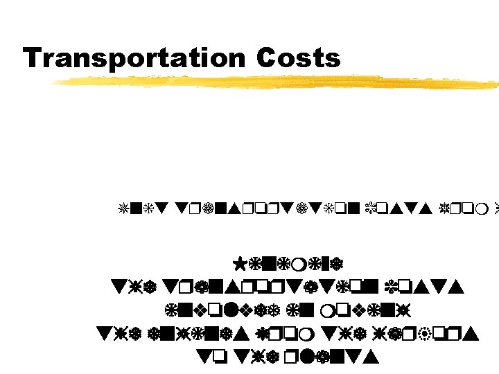 Transportation Costs Unit transportation costs from h Minimize the transportation costs involved in moving Transportation Costs Unit transportation costs from h Minimize the transportation costs involved in moving