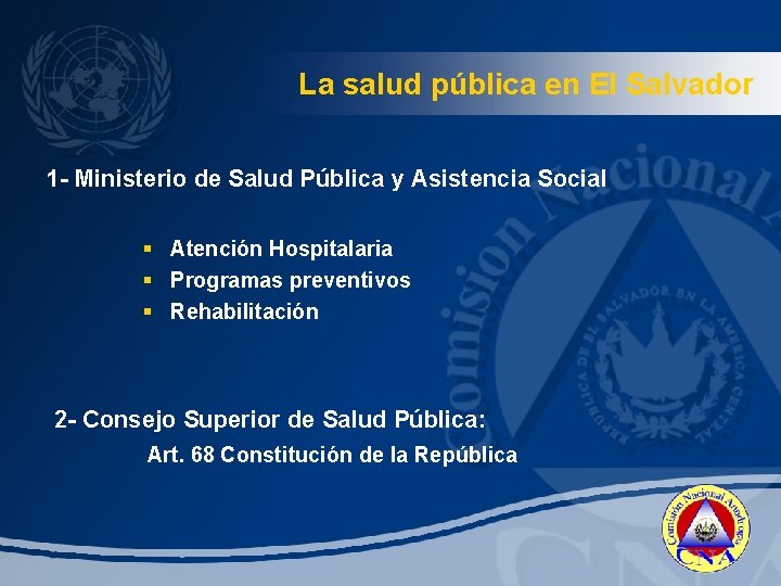 La salud pública en El Salvador 1 - Ministerio de Salud Pública y Asistencia