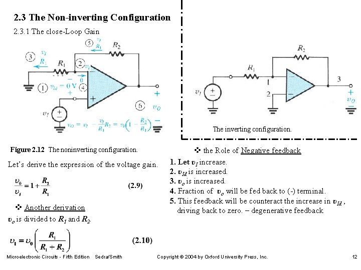 2. 3 The Non-inverting Configuration 2. 3. 1 The close-Loop Gain The inverting configuration.