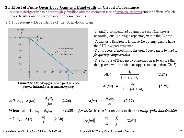 2. 5 Effect of Finite Open-Loop Gain and Bandwidth on Circuit Performance A circuit
