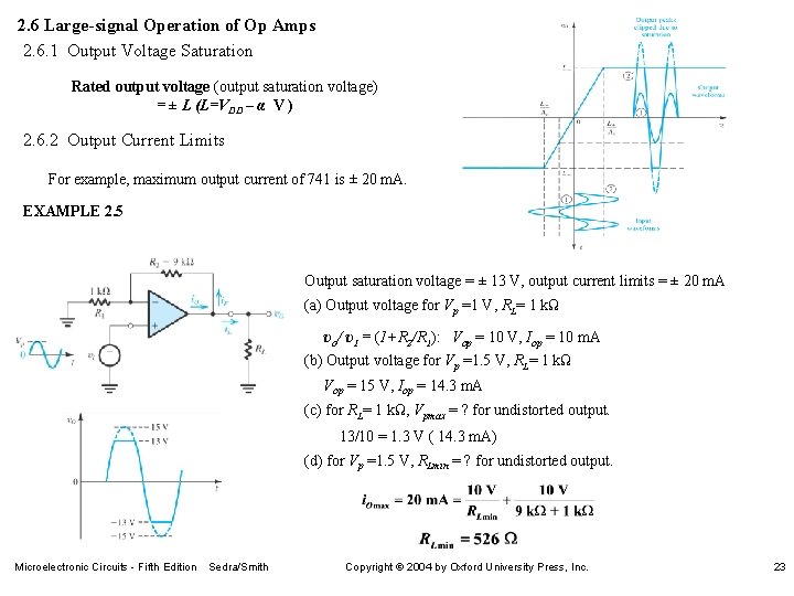 2. 6 Large-signal Operation of Op Amps 2. 6. 1 Output Voltage Saturation Rated