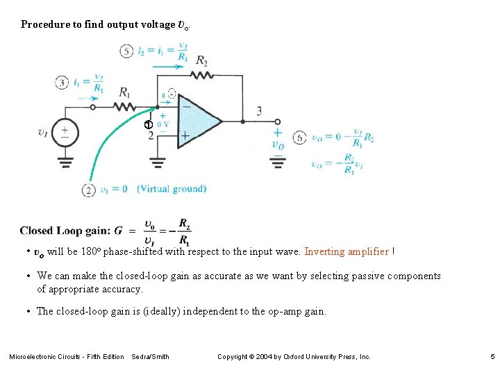 Procedure to find output voltage υo. ① • υo will be 180 o phase-shifted