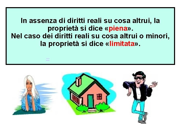 In assenza di diritti reali su cosa altrui, la proprietà si dice «piena» .