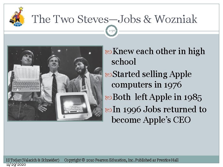 The Two Steves—Jobs & Wozniak 1 -37 Knew each other in high school Started