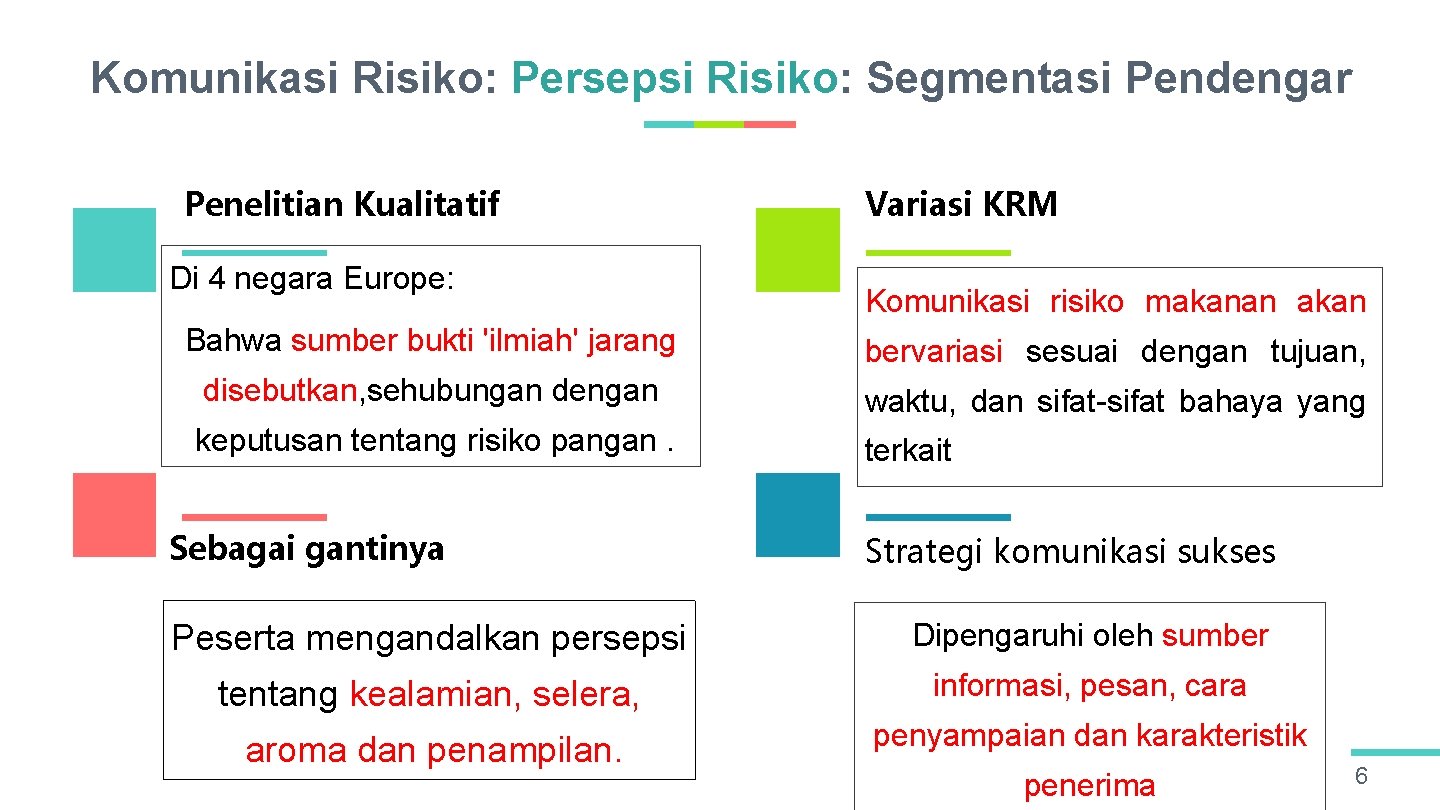 Komunikasi Risiko: Persepsi Risiko: Segmentasi Pendengar Penelitian Kualitatif Di 4 negara Europe: Variasi KRM