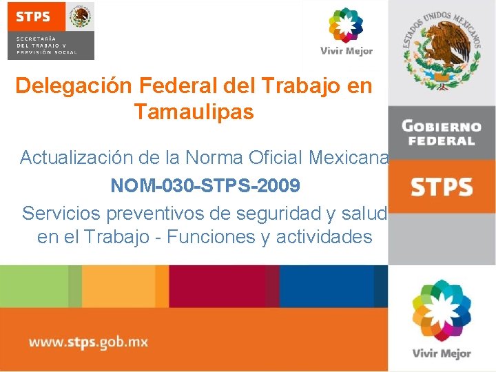 Delegación Federal del Trabajo en Tamaulipas Actualización de la Norma Oficial Mexicana NOM-030 -STPS-2009