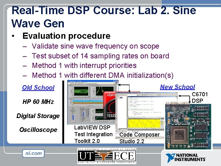 Real-Time DSP Course: Lab 2. Sine Wave Gen • Evaluation procedure – – Validate