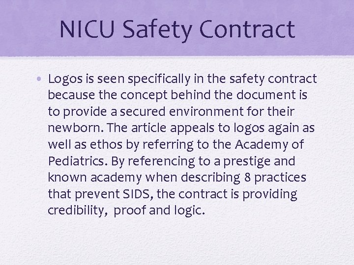 NICU Safety Contract • Logos is seen specifically in the safety contract because the NICU Safety Contract • Logos is seen specifically in the safety contract because the
