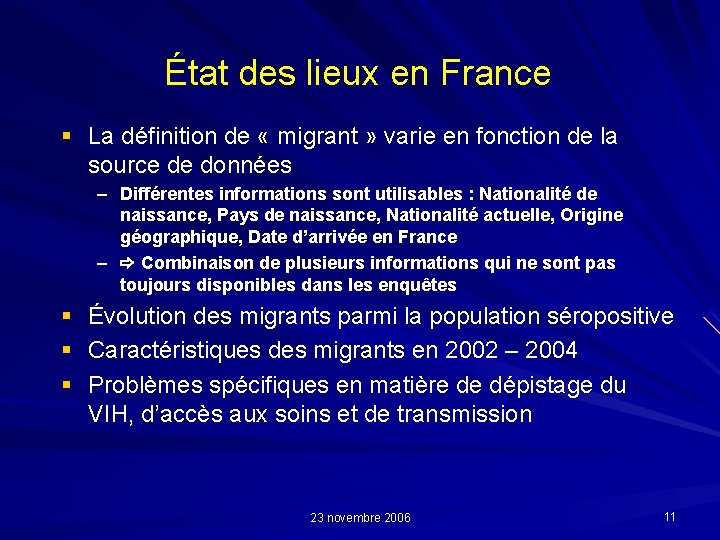 État des lieux en France § La définition de « migrant » varie en