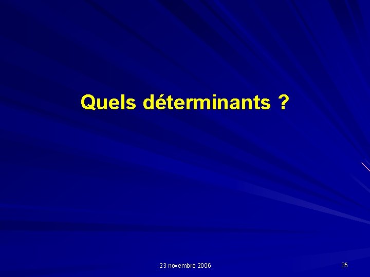 Quels déterminants ? 23 novembre 2006 35 