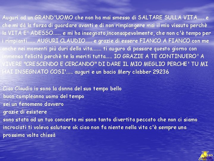 Auguri ad un GRAND'UOMO che non ha mai smesso di SALTARE SULLA VITA. .