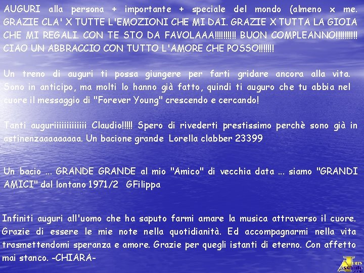AUGURI alla persona + importante + speciale del mondo (almeno x me. GRAZIE CLA'