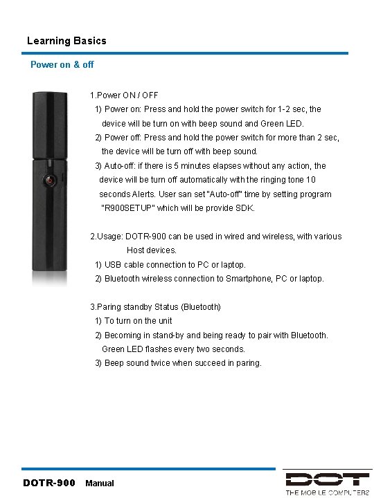 2. Before Using… Learning Basics Power on & off 1. Power ON / OFF