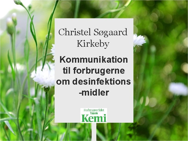 Christel Søgaard Kirkeby Kommunikation til forbrugerne om desinfektions -midler 