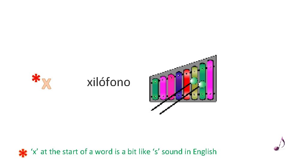 *x xilófono ‘x’ at the start of a word is a bit like ‘s’