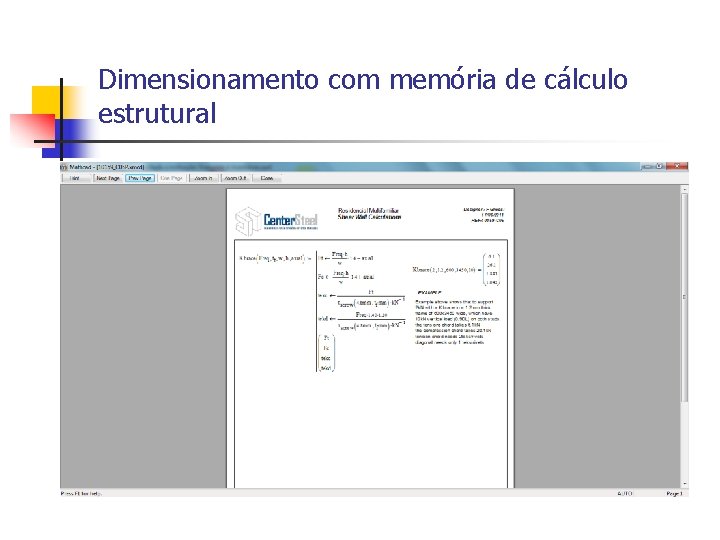 Dimensionamento com memória de cálculo estrutural 