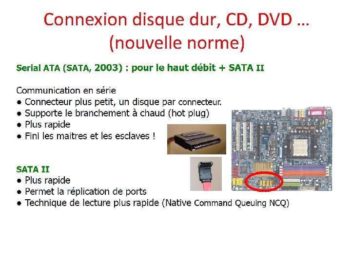 Connexion disque dur, CD, DVD … (nouvelle norme) 