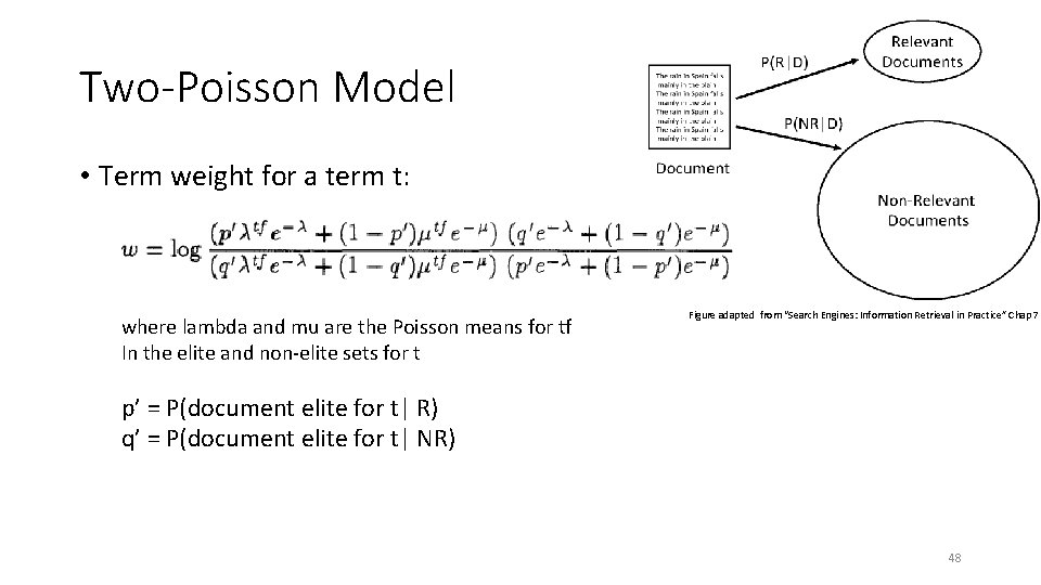 Two-Poisson Model • Term weight for a term t: where lambda and mu are