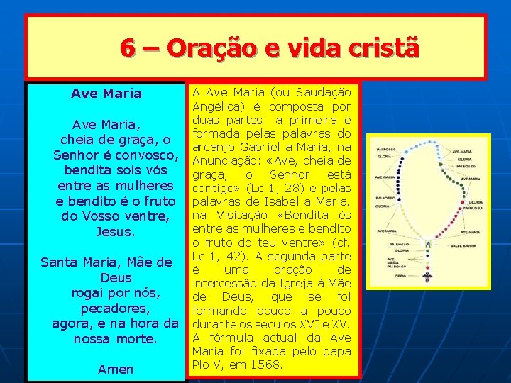 6 – Oração e vida cristã Ave Maria A Ave Maria (ou Saudação Angélica)