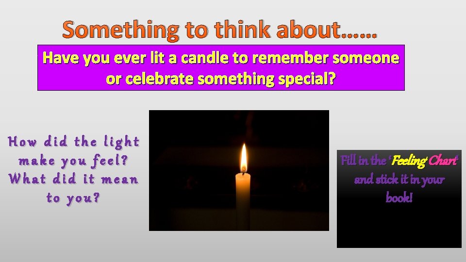 Something to think about…… Have you ever lit a candle to remember someone or