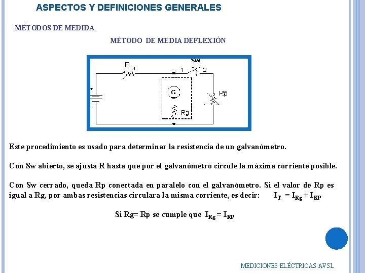 ASPECTOS Y DEFINICIONES GENERALES MÉTODOS DE MEDIDA MÉTODO DE MEDIA DEFLEXIÓN Este procedimiento es