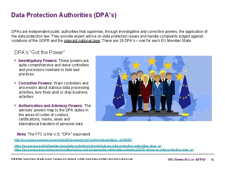 Data Protection Authorities (DPA’s) DPAs are independent public authorities that supervise, through investigative and