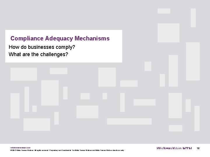 Compliance Adequacy Mechanisms How do businesses comply? What are the challenges? willistowerswatson. com ©