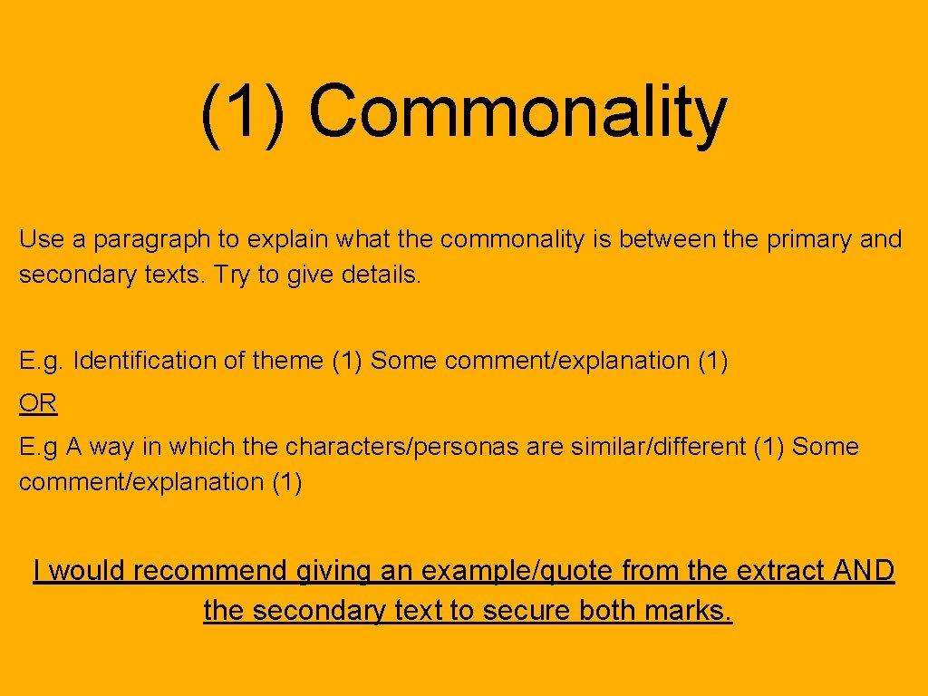 (1) Commonality Use a paragraph to explain what the commonality is between the primary