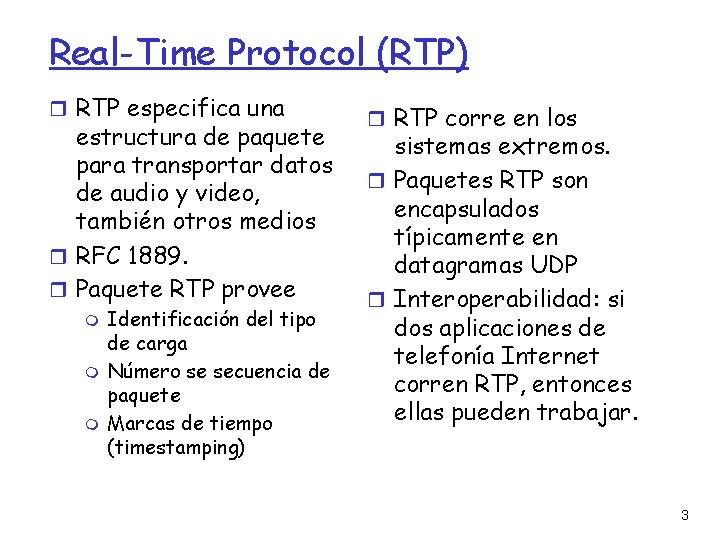 Protocolo Rtp Captulo 7 Multimedia en Redes de Computadores Material