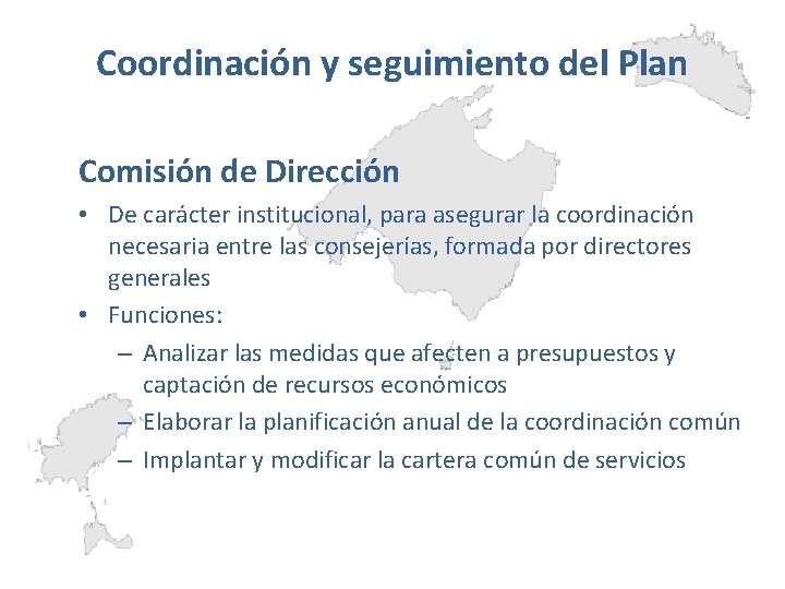 Coordinación y seguimiento del Plan Comisión de Dirección • De carácter institucional, para asegurar