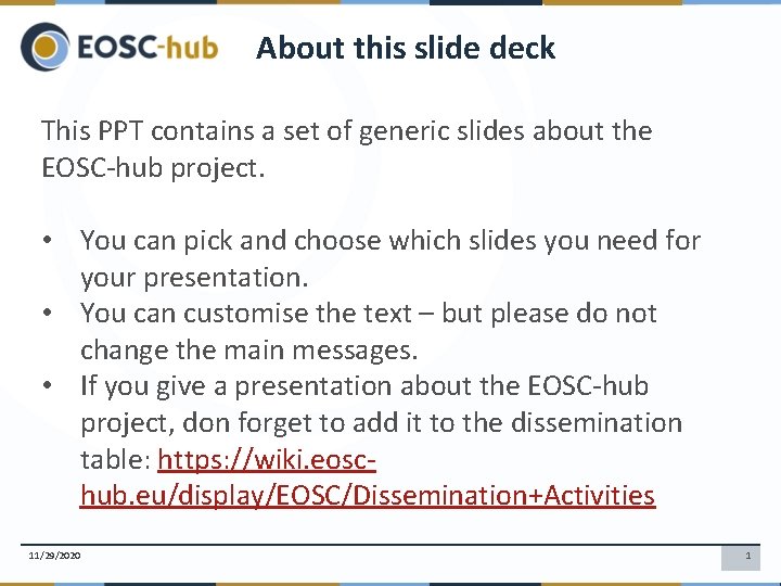 About this slide deck This PPT contains a set of generic slides about the